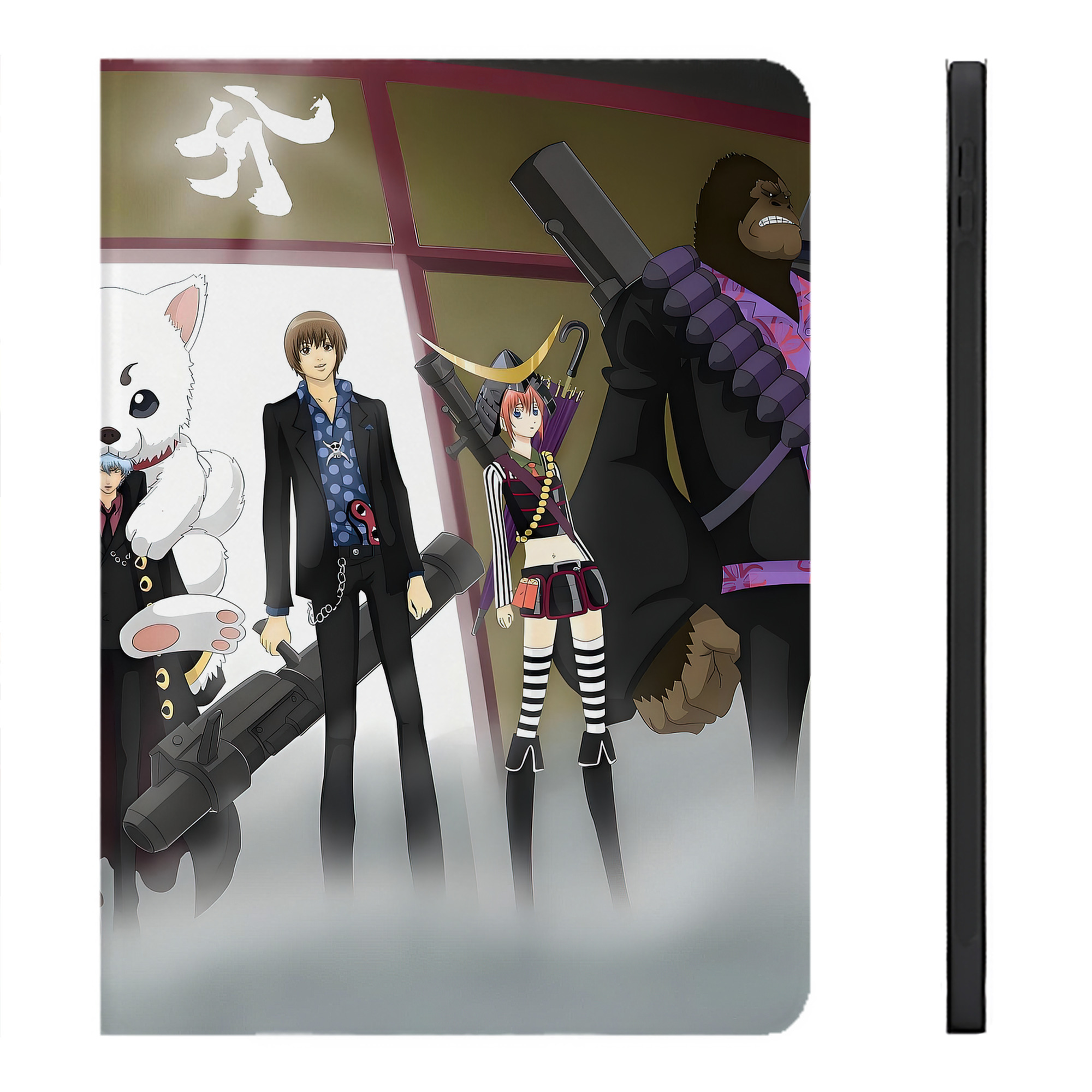 （画像用） ぎんたま 坂田銀時（さかたぎんとき） 神楽 志村新八（しむら しんぱち） GINTAMA Sakata Gintoki Kagura Shimura Shinpachi IPadケース ペンホルダー付き ブックスタイルデザイン